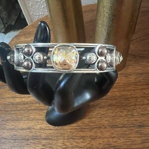 Brighton Elegant Silver and Amber Stone Women's Bracelet